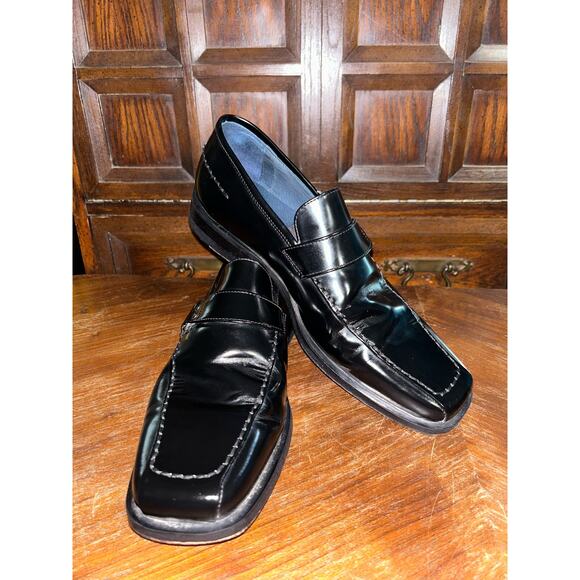 Bacco Bucci  Black Patent Leather  Top Strap Detail Made n Italy  Loafers  10.5W main image 16
